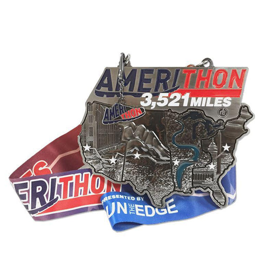 Amerithon Challenge Medal, Passport, Map, and Stickers ONLY (Not Registration) Virtual Fitness Challenge Medals | Run The Edge