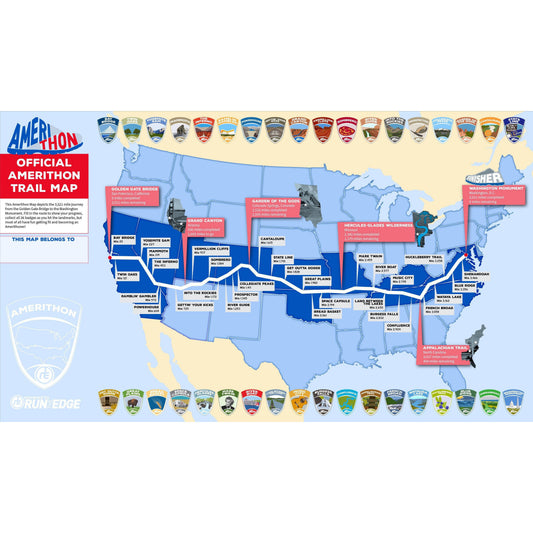 Amerithon Wall Map Virtual Fitness Challenge Accessories | Run The Edge